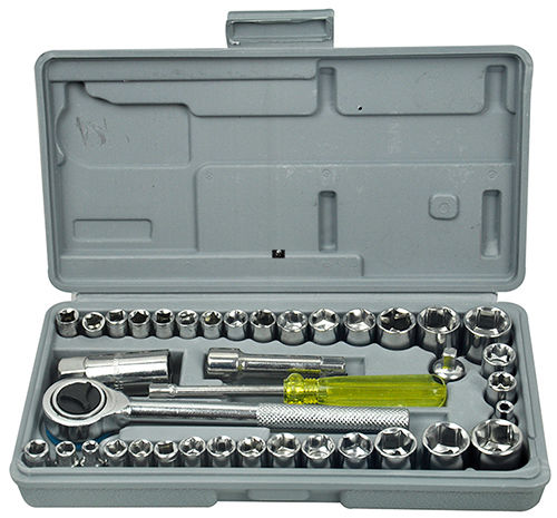 Aiwa 40 Piece Toolkit Tool kit Combination Socket Ratchet Wrench Set Tool Kit Toolkit Goti Set Ring Spanner Pana Set Screw Driver Bit Set Hand Toolkit Tools Kit Car Bike Cycle Repairing Hand Tool kit Toolkit Set Screwdriver Toolkit Drill Machine