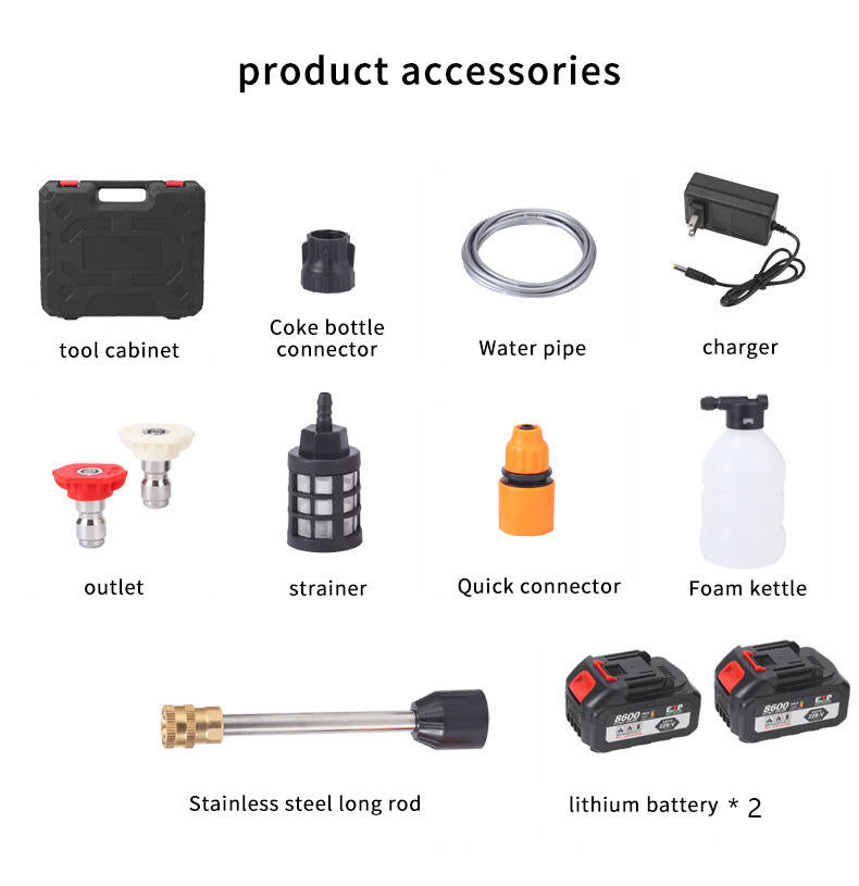 Battery-Powered High-Pressure 5M Electric Sprayer Cordless Water for Garden & Car Wash Cleaning